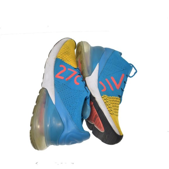 NIKE Air 270 Sz 9 Blue Yellow Slip Flyknit Shoes main image 6